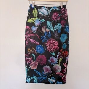 NWOT Ted Baker London dabah pencil skirt black floral size 1